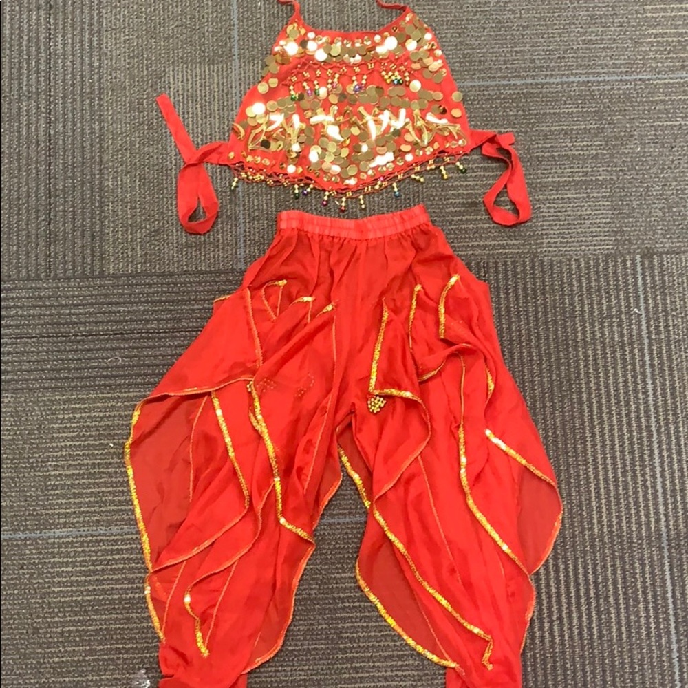 Red Sequin INDIAN style Dance Two-Piece Costume